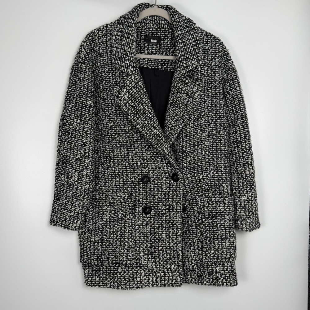 HATCH Black White Double Breasted Tweed Old Money Luxury Blazer Coat Size 2 - Picture 3 of 12